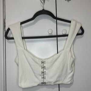 White Buckle Crop Top